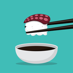 cartoon sushi and food japan isolated