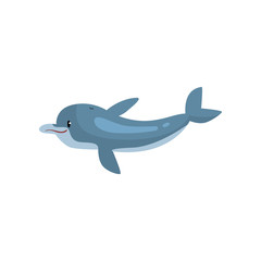 Cute Dolphin Cartoon Sea Animal Vector Illustration