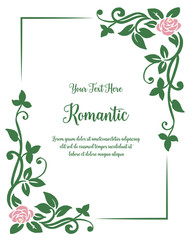 Vector illustration greeting card romantic with floral frame design hand drawn