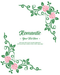 Vector illustration greeting card romantic with floral frame design hand drawn
