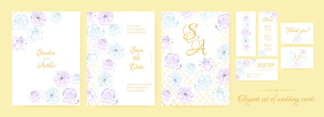 Vintage Wedding Invite Watercolor Set.
