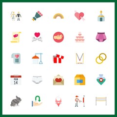 25 love icon. Vector illustration love set. rabbit and wedding cake icons for love works