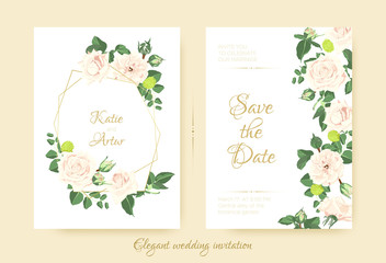 Elegant Wedding Invitation with Flowers.