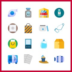 16 container icon. Vector illustration container set. safebox and transportation icons for container works