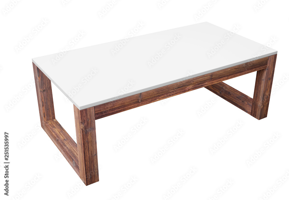 Poster Low table isolated on white background. Saved clipping path included. 3D rendering image.