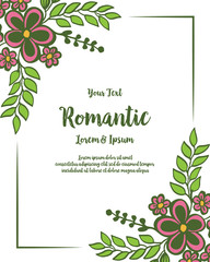 Vector illustration decorative flower frame blooms for lettering romantic hand drawn