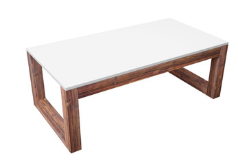 Low table isolated on white background. Saved clipping path included. 3D rendering image.