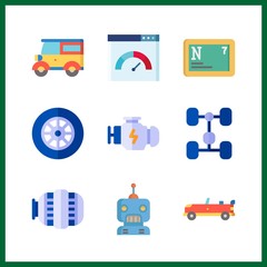 9 automotive icon. Vector illustration automotive set. nitrogen and robot icons for automotive works