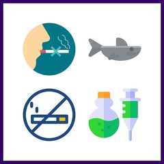 4 risk icon. Vector illustration risk set. shark and no smoking icons for risk works