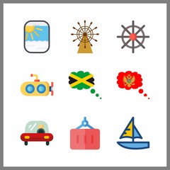 9 boat icon. Vector illustration boat set. jamaica and sailboat icons for boat works