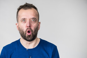 Astonished shocked adult man