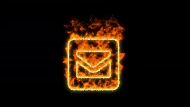 envelope square symbol inflames. Then disappears. In - Out loop. Alpha channel Premultiplied - Matted with color black