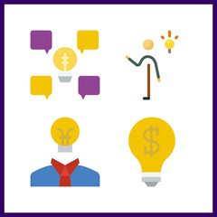 Fototapeta premium 4 lightbulb icon. Vector illustration lightbulb set. invention and idea icons for lightbulb works