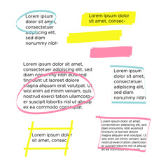 yellow marker text selection. Yellow watercolor hand drawn highlight