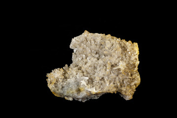 Macro mineral quartz stone on a black background