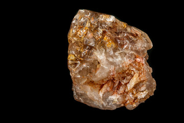 Macro mineral stone Fenster Quartz Crystal on a black background
