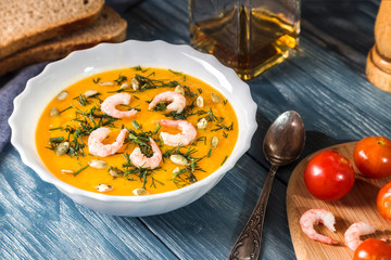 Image with pumpkin cream soup.