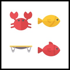4 fishing icon. Vector illustration fishing set. crab and fish icons for fishing works