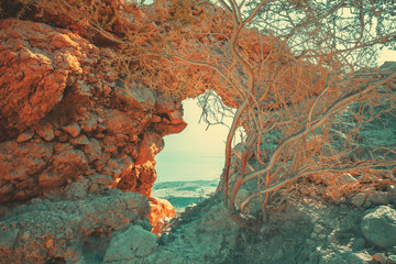 Arch in the rock. Ein Gedi Reserve, Israel