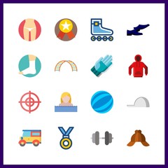 16 sport icon. Vector illustration sport set. cap and ball icons for sport works