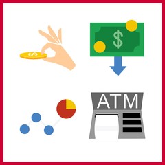 4 currency icon. Vector illustration currency set. atm and money icons for currency works