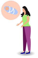 Pregnant woman dreaming of her baby. A woman dreams of a child.