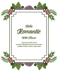 Vector illustration leaf flower frame design for greeting card romantic hand drawn