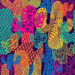 Foto op Canvas Cute cactus. Colorful seamless pattern. © vyazovskaya