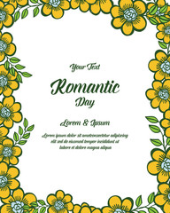 Vector illustration lettering romantic with various beautiful flower frames hand drawn