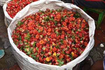 Sac de roses au marché de Madurai, Inde du Sud
