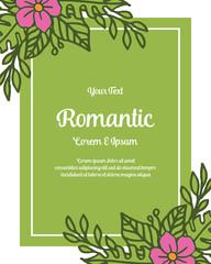 Vector illustration leaf floral frame elegant for invitation romantic hand drawn