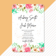 wedding invitation with beautiful watercolor flower frame