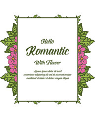 Vector illustration leaf flower frame model for invitation romantic hand drawn