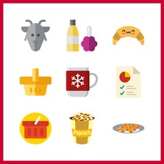 9 fresh icon. Vector illustration fresh set. hot drink and croissant icons for fresh works