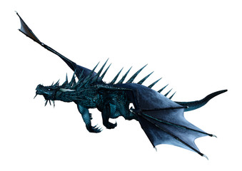 3D Rendering Fairy Tale Dragon on White