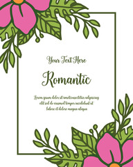 Vector illustration leaf flower frame model for invitation romantic hand drawn