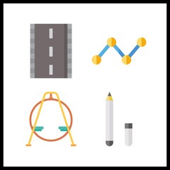 4 line icon. Vector illustration line set. line graph and circular swing icons for line works