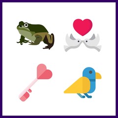 4 small icon. Vector illustration small set. bird and frog icons for small works