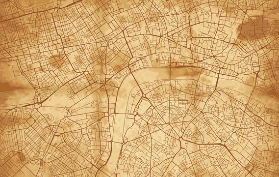 Vintage Street map of the city of London