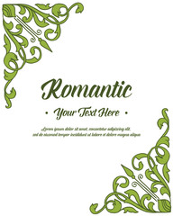 Vector illustration write a invitation romantic with series of leaf flower frames hand drawn
