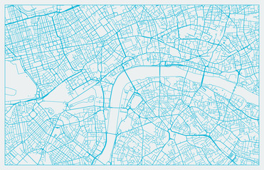 Blue and White vector city street map of London
