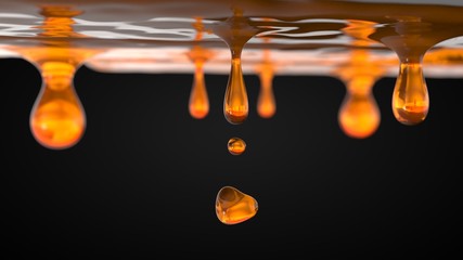 honey droplets. industrial food fluids concept. 3d illustration