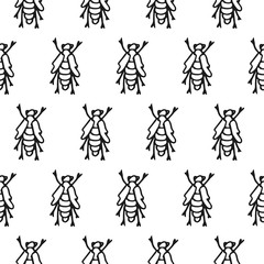 butterfly larva seamless pattern isolated on white background