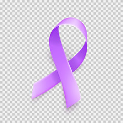 Realistic purple ribbon symbol of World Epilepsy day. March 26. Vector.