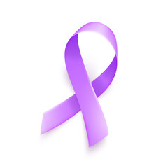 Realistic purple ribbon symbol of World Epilepsy day. March 26. Vector.
