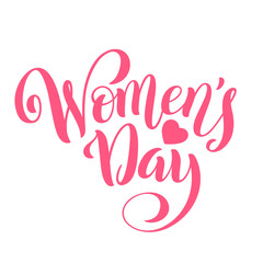Fototapeta na wymiar 8 March International womens day greeting card. Template poster with handdrawn calligraphy. Vector.