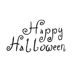happy Halloween black inscriptions on white background