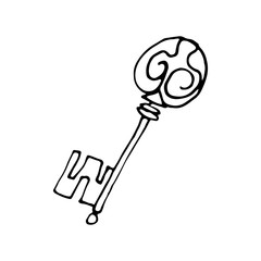 Hand drawn doodle key.Perfect for invitation, greeting card