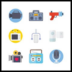 9 broadcast icon. Vector illustration broadcast set. blaster and television icons for broadcast works