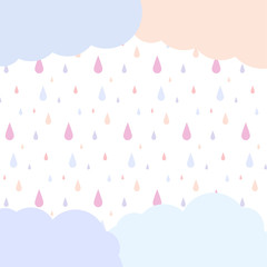 Cute pastel cloudy and rain falling background.